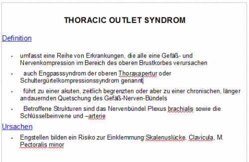 Mehr Informationen zu "Thoracic outlet Syndrom - Orthopädie"